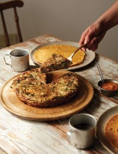 Curry house prawn and mushroom omelette