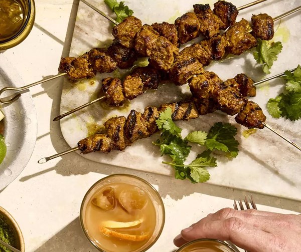 Curry lamb skewers