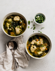Cusk and miso chowder with wakame