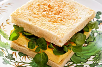 Custard egg sandwich on shokupan