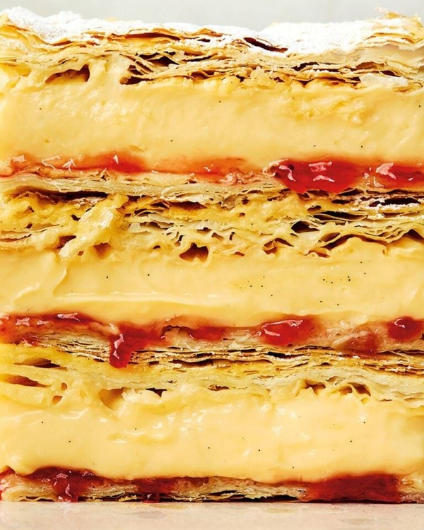 Custard jam slice
