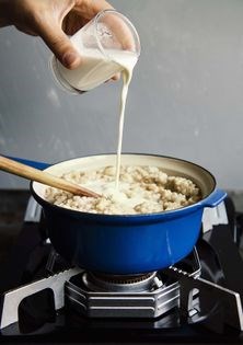 Cut oatmeal w/brown sugar, heavy cream + salt