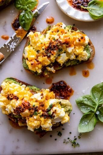 Dad’s easy cheesy eggs with chili butter