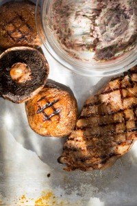 Dad's steak with red wine butter & portobello mushrooms