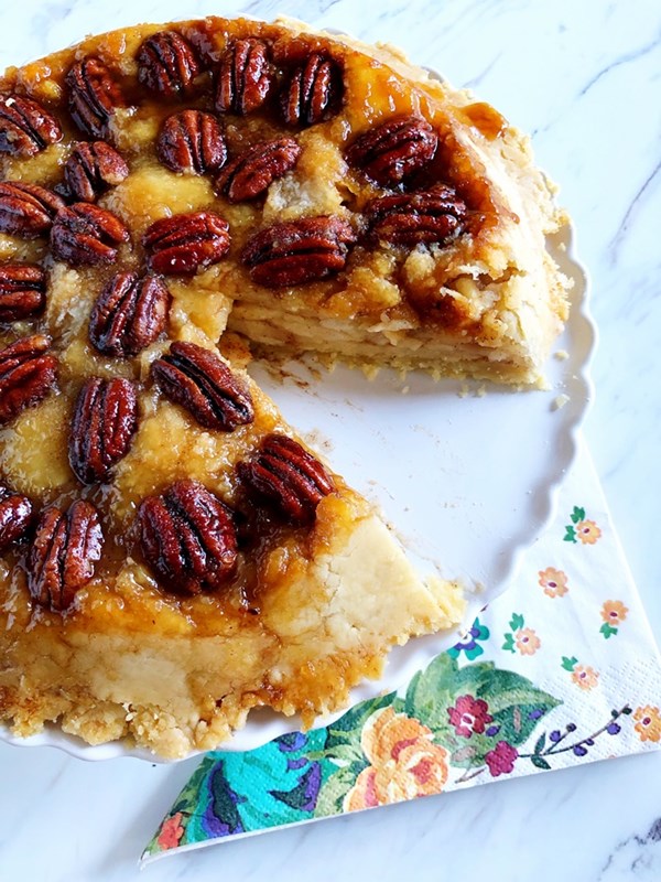 Dad's upside-down pecan-apple pie