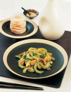 Daikon layered with smoked salmon