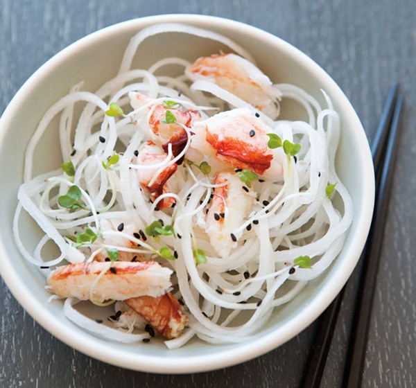 Daikon radish slaw with crab & black sesame seeds