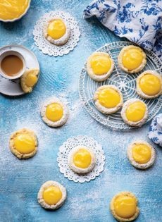 Dainty walnut and lemon thumbprint cookies
