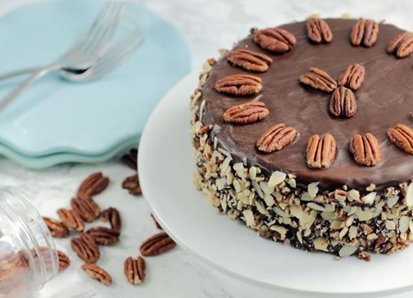 Dairy- and gluten-free chocolate and pecan brownie cake