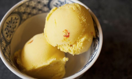 Dairy-free saffron and coconut ice cream
