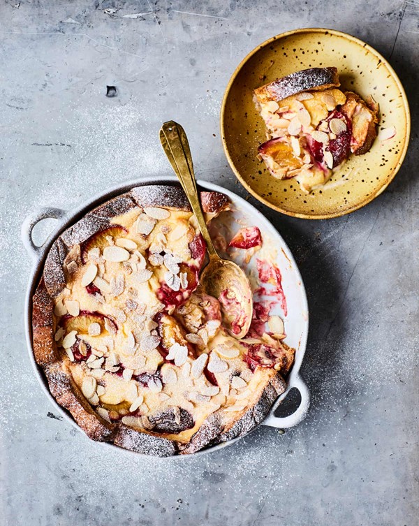 Damson and almond pie