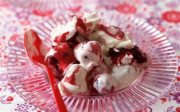 Damson and blackberry Eton mess