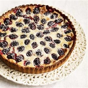 Damson and soured cream tart