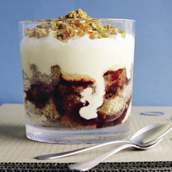 Damson and walnut trifle