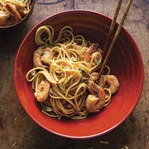 Dan dan noodles with shrimp