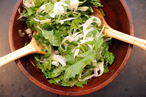 Dandelion greens with shaved fennel, celery and parsley
