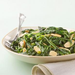 Dandelion greens with toasted garlic & almonds