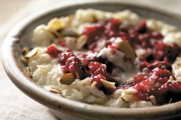 Danish Christmas rice pudding with berry compote