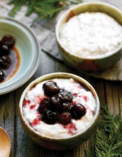 Danish risalamande with cardamom cherries