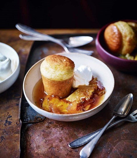 Dark and stormy rum babas with pineapple
