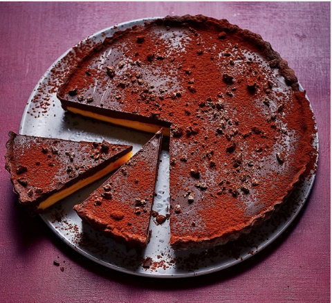 Dark chocolate & passion fruit tart