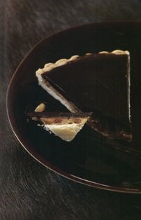 Dark chocolate and caramel nut tart