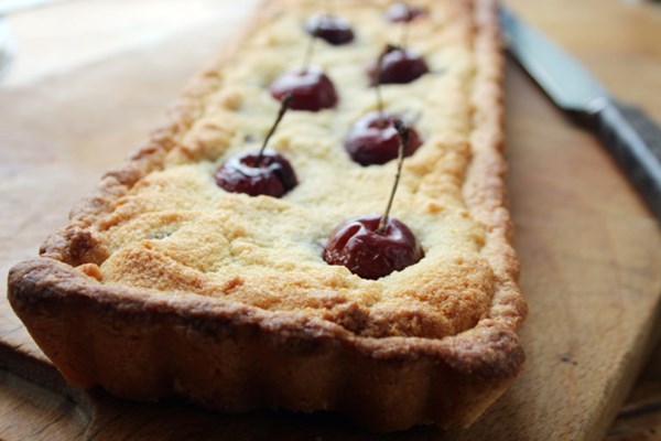 Dark chocolate and cherry frangipane tart