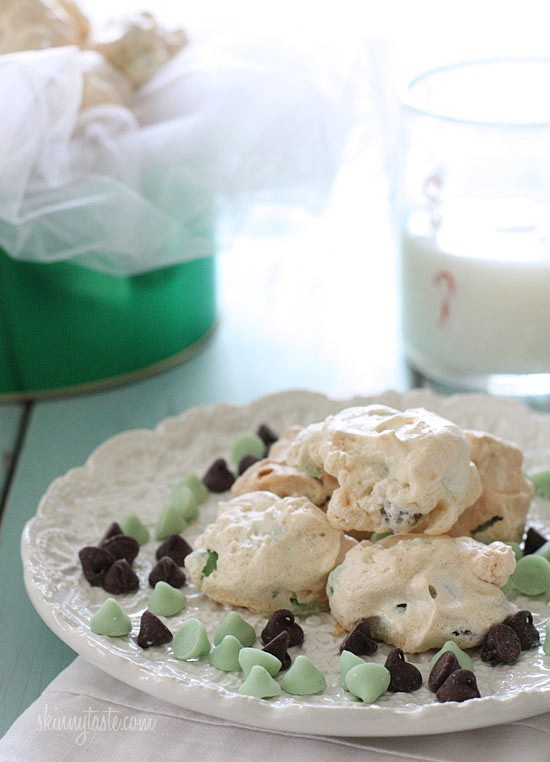 Dark chocolate and mint chip clouds