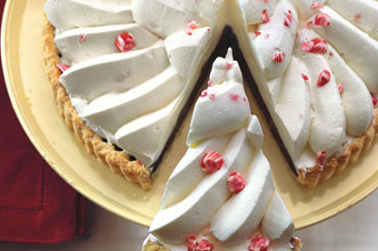 Dark chocolate and peppermint whipped cream tart
