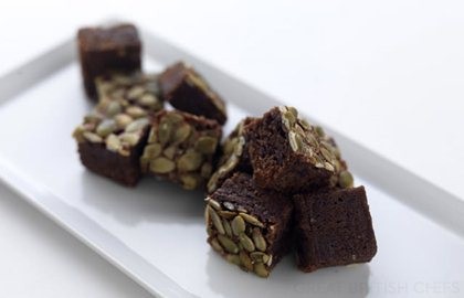 Dark chocolate and pumpkin seed brownies