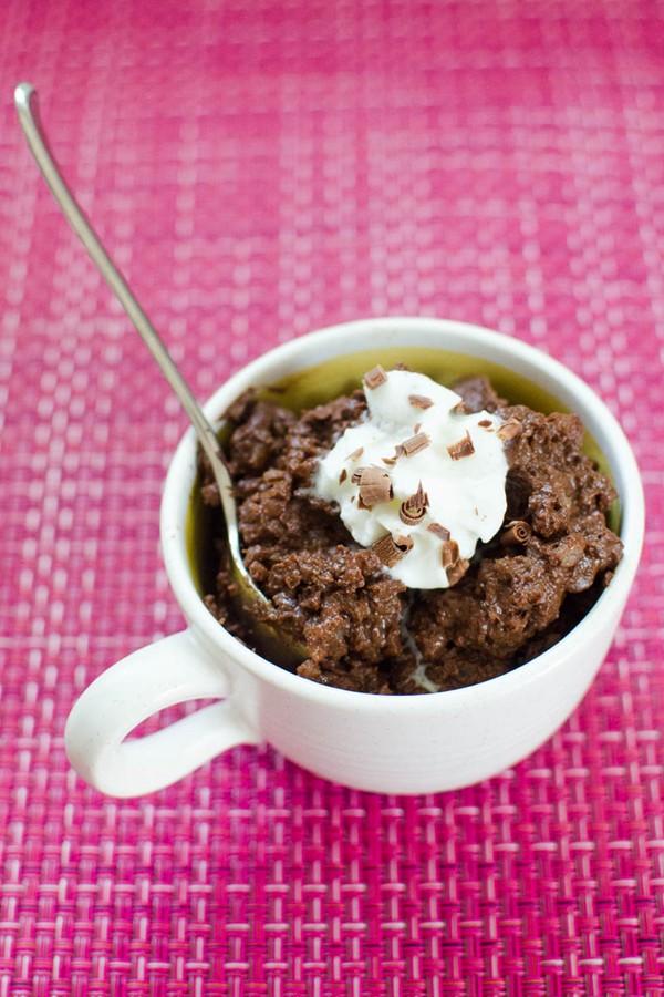 Dark chocolate and rosewater rice pudding