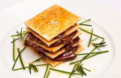Dark chocolate and wild mushroom millefeuille