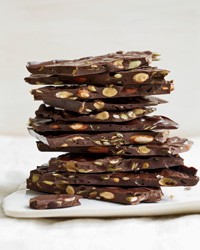 Dark chocolate bark with roasted almonds and seeds