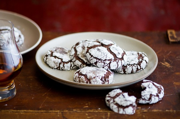 Dark chocolate bourbon crack cookies