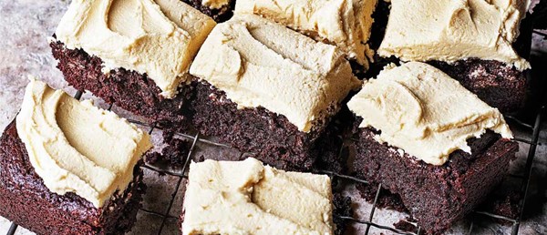 Dark chocolate brownies with tahini buttercream