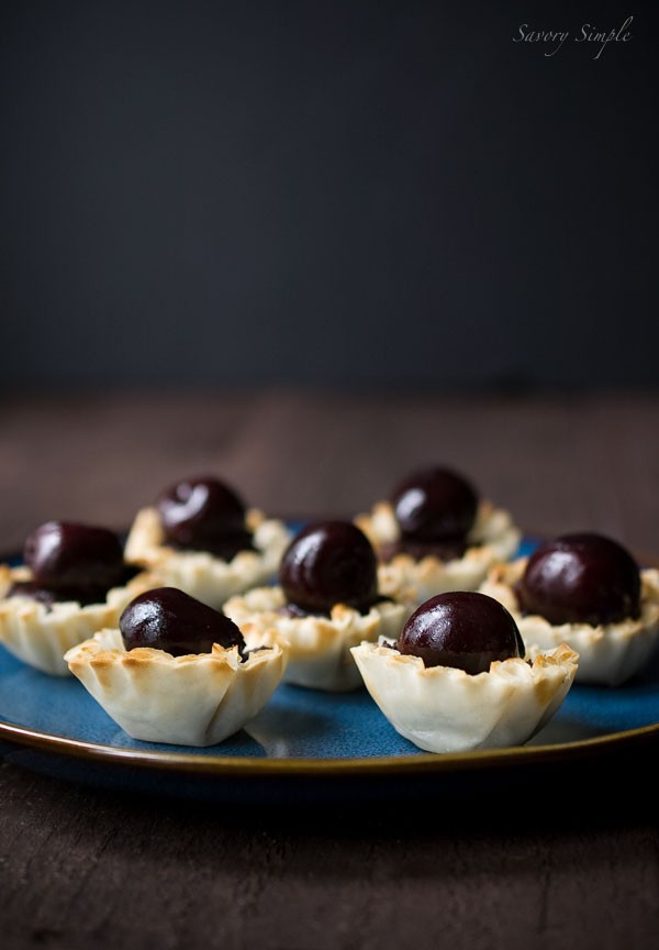 Dark chocolate cherry tartlets