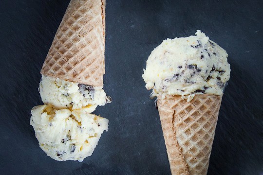 Dark chocolate chip orange olive oil ice cream