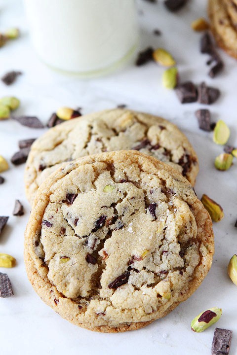 Dark chocolate chunk, pistachio, and sea salt cookies