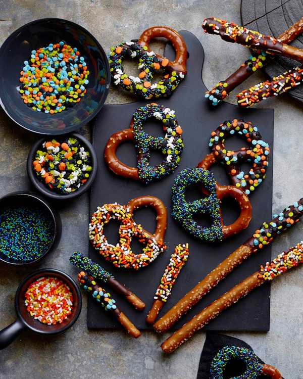 Dark chocolate dipped pretzels