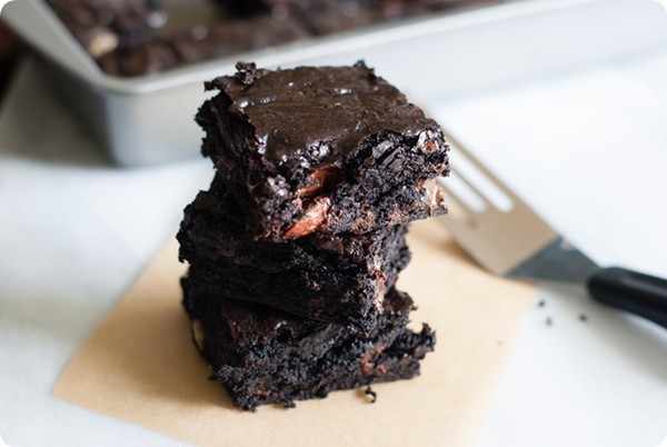Dark chocolate espresso trail mix brownies