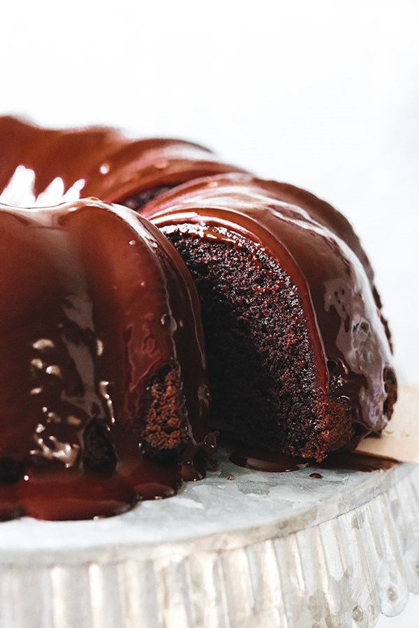 Dark chocolate ganache bundt cake