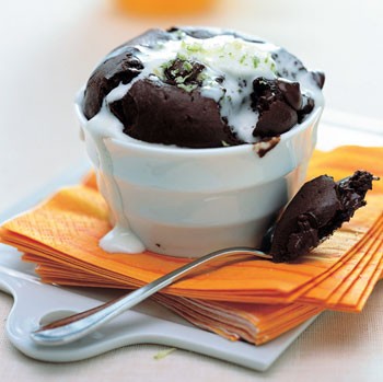 Dark chocolate-lime souffles