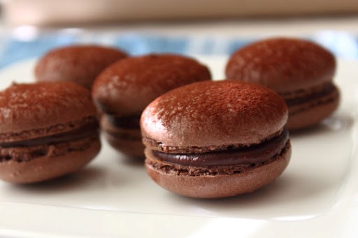 Dark chocolate macarons