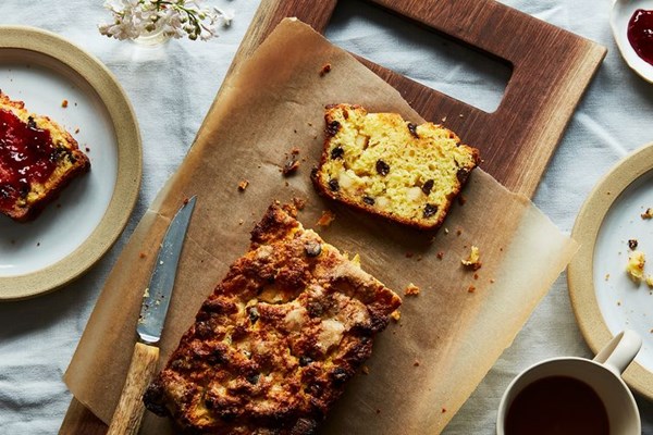 Dark chocolate marzipan scone loaf