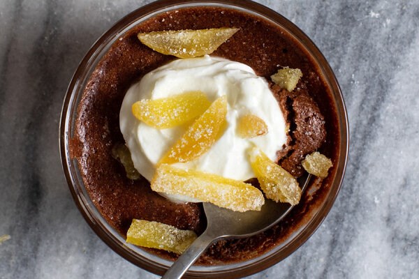 Dark chocolate mousse with candied ginger