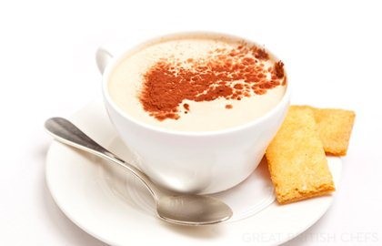 Dark chocolate mousse with coffee cream and sablé biscuits