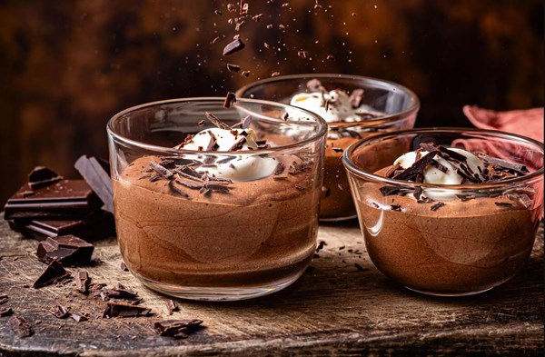 Dark chocolate mousse with crème fraîche
