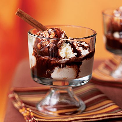 Dark chocolate mulled wine sauce
