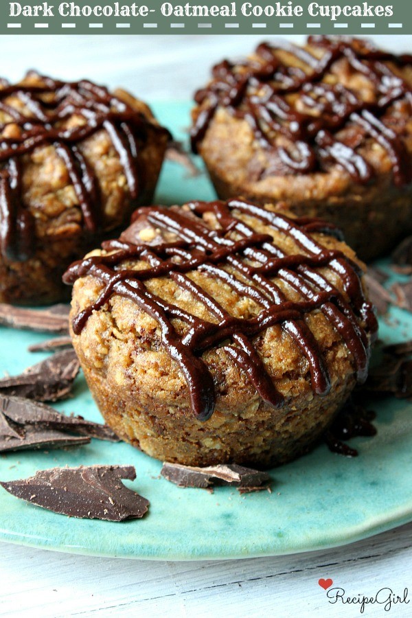 Dark chocolate-oatmeal cookie cupcakes