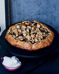 Dark chocolate-pear galette